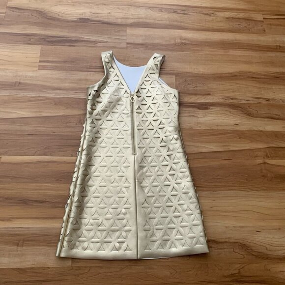 Lilly Pulitzer Mango Gold Metallic Daisy Laser Cut XS Sleeveless Party - Picture 9 of 11